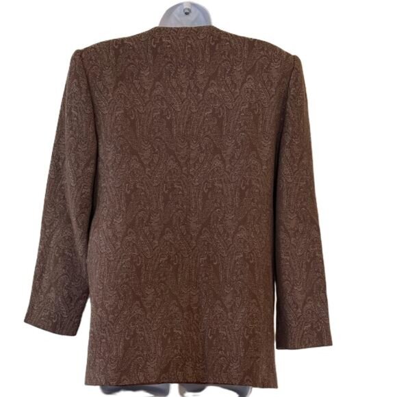 Valerie Stevens Petites Brown Paisley Jacquard Blazer Jacket Women's Size 8 - Picture 4 of 6